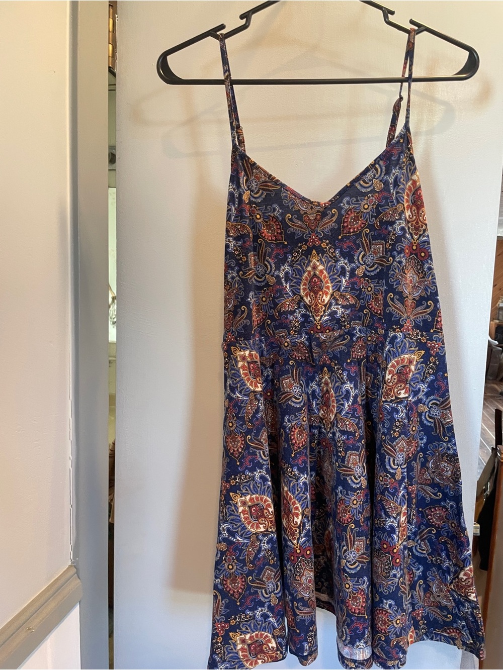Forever 21 Blue Paisley Spaghetti-Strap Mini Dress size XL